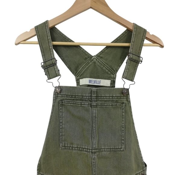 Brandy Melville Army Military Green Overalls Shortalls Shorts Size M Frayed Raw - Picture 5 of 14